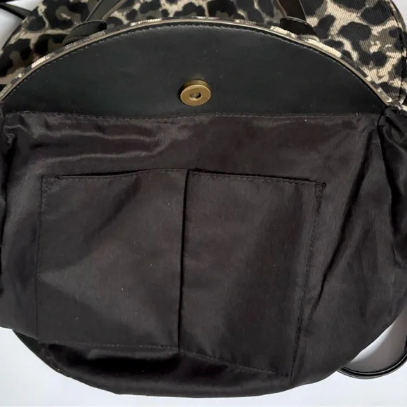 Animal Printed Textured Corduroy Oversized Half Moon Rounded Satchel Crossbody - Picture 12 of 13